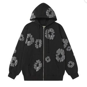 Denim Tears Mono Cotton Wreath Zip Hoodie – Black – Size M – Authentic